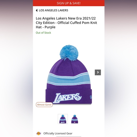 Los Angeles Lakers New Era 2021/22 City Edition - Official Pom Beanie- Purple 💎 - Picture 2 of 2